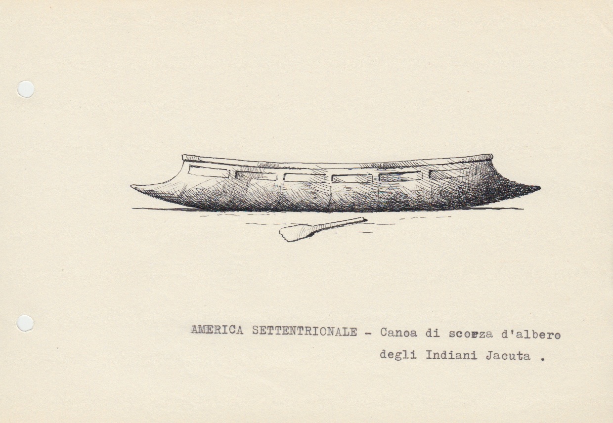 077 America Settentrionale - canoa di scorza d'albero degli Indiani Jacuta